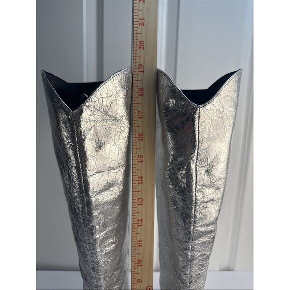 Steve Madden Women's Silver 5.5 Croft Pointed Toe Knee High Boots NWOB - Picture 10 of 16